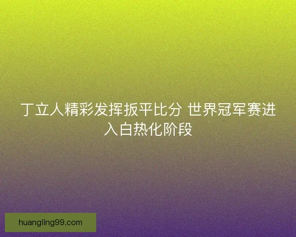丁立人精彩发挥扳平比分 世界冠军赛进入白热化阶段