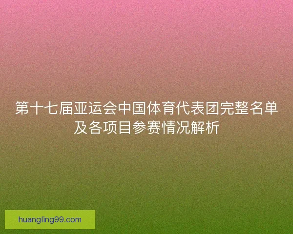 第十七届亚运会中国体育代表团完整名单及各项目参赛情况解析
