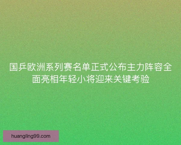 国乒欧洲系列赛名单正式公布主力阵容全面亮相年轻小将迎来关键考验